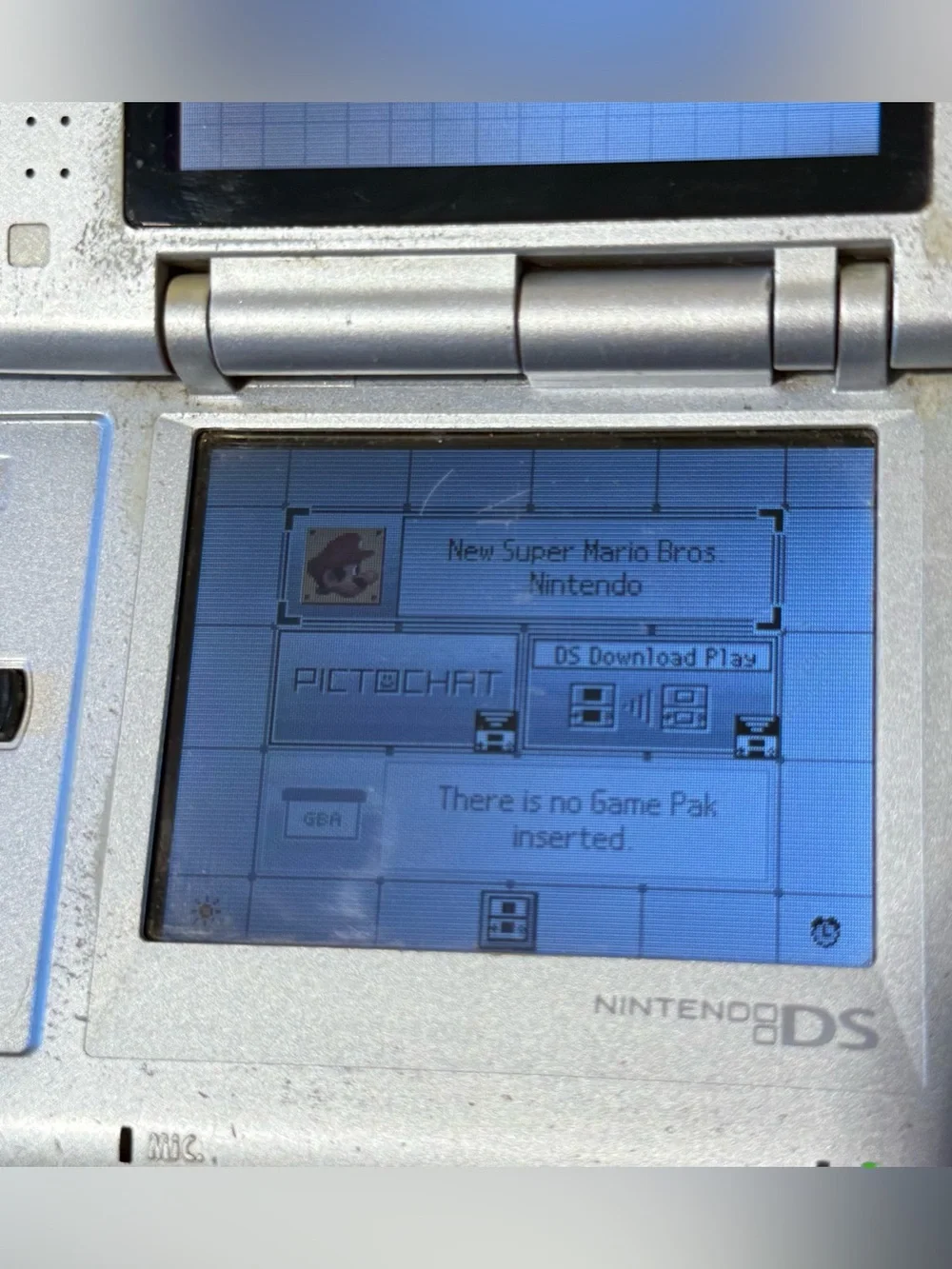 Nintendo DS Silver w/Charge 3-Games/Super Mario Bros.Tested Good Read Info Blw!